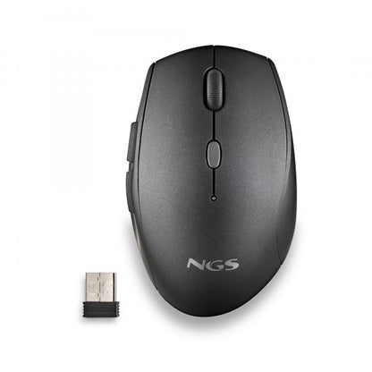 NGS MOUSE NERO ERGONOMICO SENZAFILI E BOTTONI SILENZIOSI [BEEBLACK]