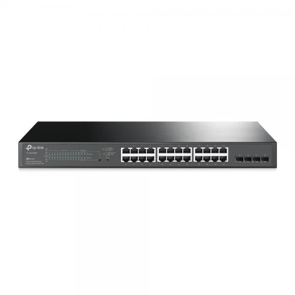 TP-Link - SG2428P - JetStream 28-Port Gigabit Smart Switch with 24-Port PoE+, 24x Gigabit PoE+ Ports, 4x Gigabit SFP Slots, 802.3at/af, 250 W PoE Power, 1U 19-inch Rack-mountable Steel Case, [SG2428P]