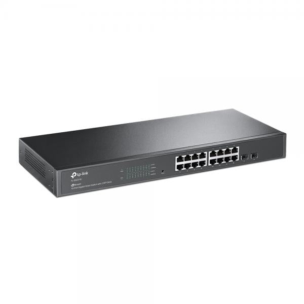 TP-Link - SG2218 - JetStream 16-Port Gigabit Smart Switch with 2 Gigabit SFP Slots, 16x Gigabit RJ45 Ports, 2x Gigabit SFP Slots, 1U 19-inch Rack-mountable Steel Case, Integration with Omada [SG2218]