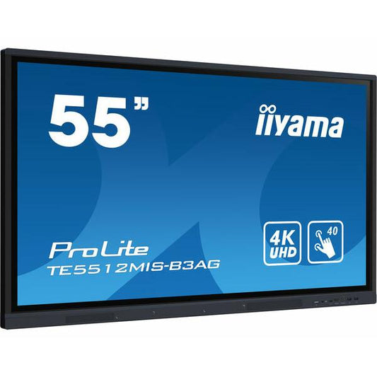 iiyama TE5512MIS-B3AG Visor de mensajes Diseño quiosco 139,7 cm (55") LCD Wi-Fi 400 cd/m 4K Ultra HD Pantalla táctil negra Procesador integrado Android 11 18/7 [TE5512MIS-B3AG] 