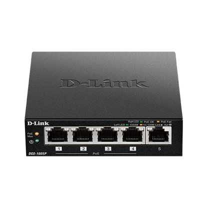 D-Link DGS-1005P/E switch di rete Non gestito L2 Gigabit Ethernet (10/100/1000) Supporto Power over Ethernet (PoE) Nero [DGS-1005P]