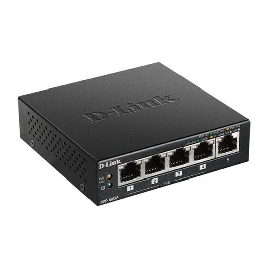 D-Link DGS-1005P/E switch di rete Non gestito L2 Gigabit Ethernet (10/100/1000) Supporto Power over Ethernet (PoE) Nero [DGS-1005P]