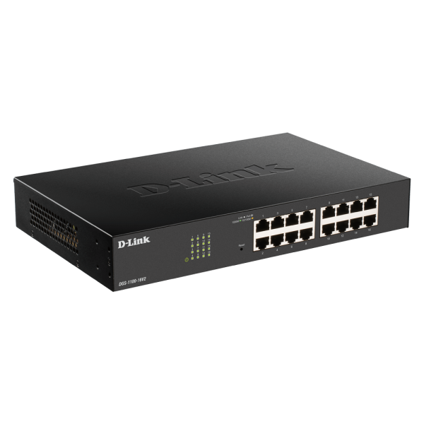 D-LINK SWITCH 16 PORTE GIGABIT SMART MANAGED, FANLESS, 802.1Q VLAN, 802.1p QoS, 11 RACKMOUNT INSTALLATION [DGS-1100-16V2]