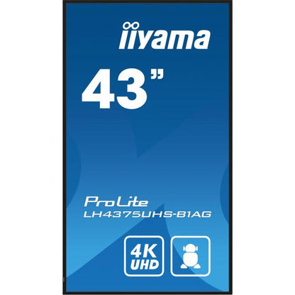 iiyama ProLite Pantalla plana de señalización digital 108 cm (42.5") LCD Wi-Fi 500 cd/m 4K Ultra HD Negro Procesador integrado Android 11 24/7 [LH4375UHS-B1AG] 