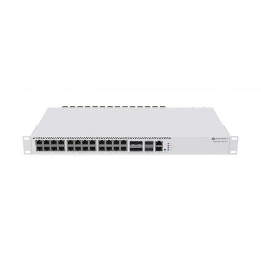 MikroTik, CloudRouterSwitch 326-4C+20G+2Q+RM with QCA9531 650MHz CPU, 128 MB RAM, 98DX8332 switch chip, 20 x 2.5G Eth ports, 4 x combo ports (10G RJ45 or SFP+), 2 x 40G QSFP+ cages, 1 x 100 [CRS326-4C+20G+2Q+RM]