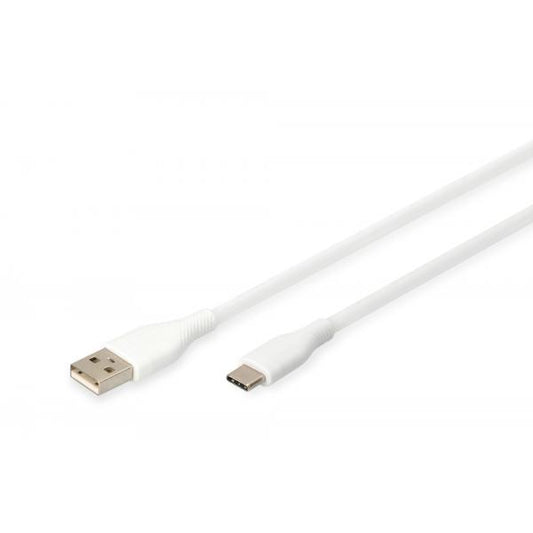 Digitus Silicone Charging cable - USB-A to USB-C - 1m - 60W - White [AK-300340-010-W]