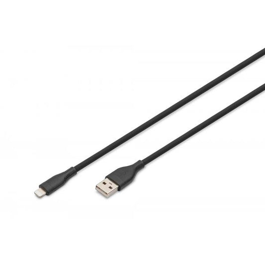 Digitus Silicone Charging cable - USB-A to Lightning - 2m - 12W - Black [AK-600108-020-S]