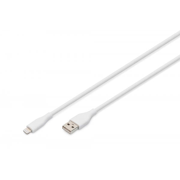 Digitus Silicone Charging cable - USB-A to Lightning - 2m - 12W - White [AK-600108-020-W]