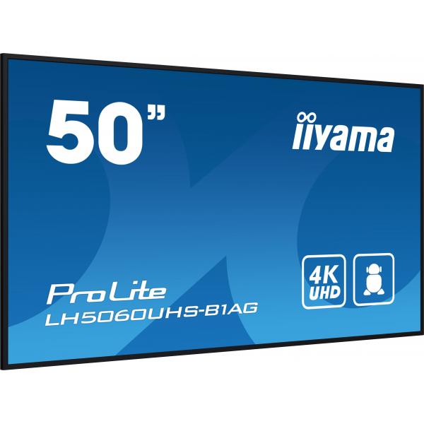 iiyama LH5060UHS-B1AG Visor de mensajes Digital A-Panel 125,7 cm (49.5") LED Wi-Fi 500 cd/m 4K Ultra HD Negro Procesador integrado Android 11 24/7 [LH5060UHS-B1AG] 