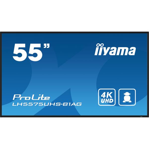 iiyama LH5575UHS-B1AG visualizzatore di messaggi Pannello piatto per segnaletica digitale 138,7 cm (54.6") LCD Wi-Fi 500 cd/m 4K Ultra HD Nero Processore integrato Android 11 24/7 [LH5575UHS-B1AG]