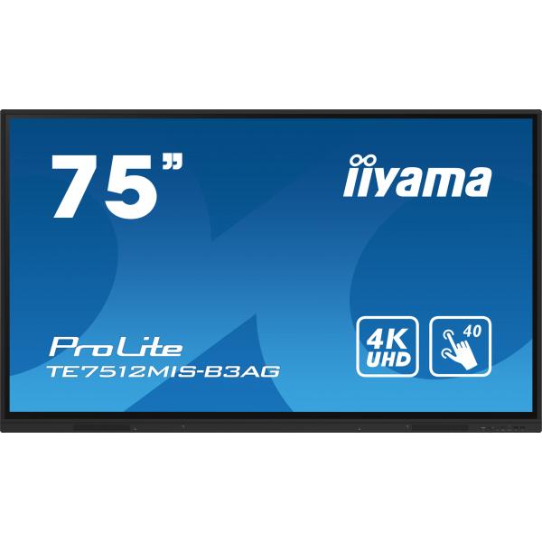 iiyama TE7512MIS-B3AG visualizzatore di messaggi Design chiosco 190,5 cm (75") LCD Wi-Fi 400 cd/m 4K Ultra HD Nero Touch screen Processore integrato Android 11 24/7 [TE7512MIS-B3AG]