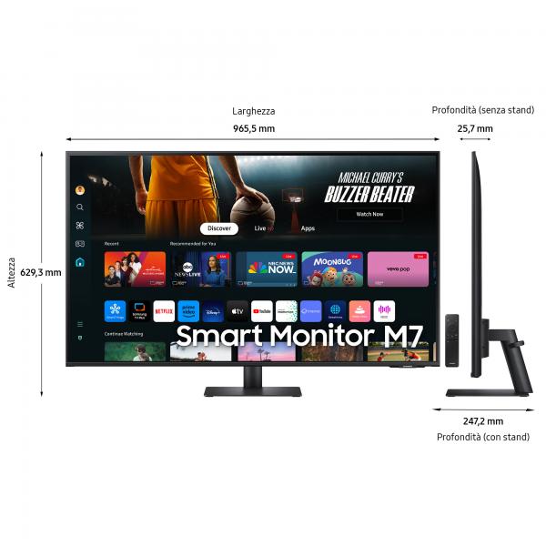 Samsung Smart Monitor M7 - M70D da 43'' UHD Flat [LS43DM702UUXEN]