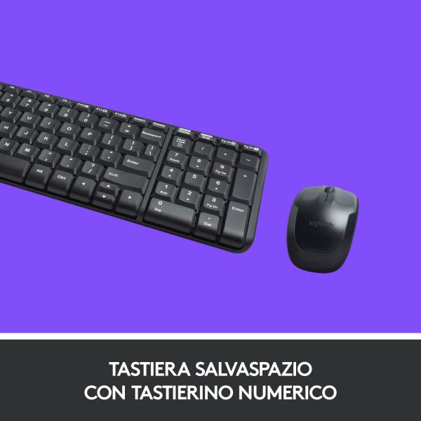 Logitech MK220 Combo compacto de teclado y ratón inalámbricos para Windows, inalámbrico de 2,4 GHz con receptor unificador USB, duración de la batería de 24 meses, compatible con PC, portátil [920-003721]