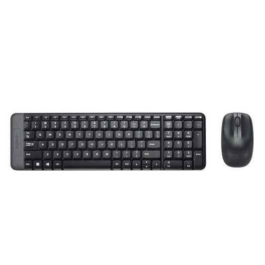 Logitech MK220 Combo compacto de teclado y ratón inalámbricos para Windows, inalámbrico de 2,4 GHz con receptor unificador USB, duración de la batería de 24 meses, compatible con PC, portátil [920-003721]