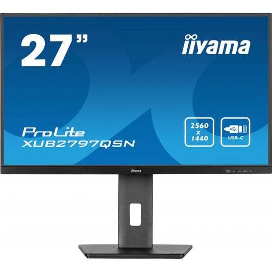 Iiyama ProLite 27 inch - Quad HD IPS LED Monitor - 2560x1440 - USB-C Dock - Pivot / HAS / RJ45 / USB-C [XUB2797QSN-B1]