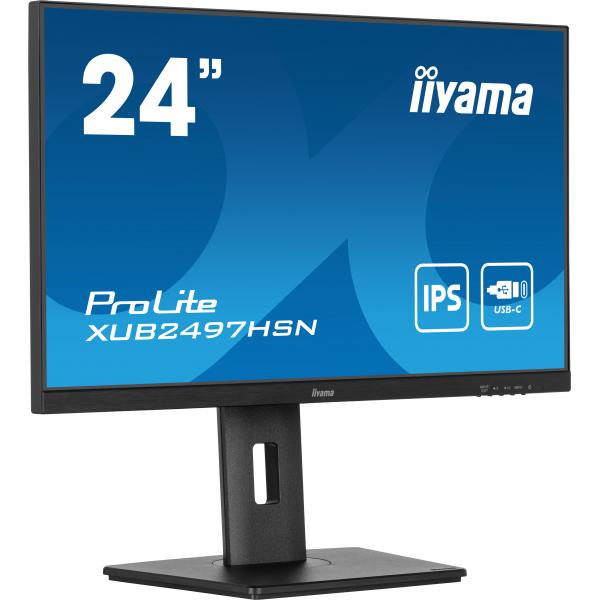 Iiyama ProLite 24 inch - Full HD IPS LED Monitor - 1920x1080 - USB-C Dock - Pivot / HAS / RJ45 / USB-C [XUB2497HSN-B1]