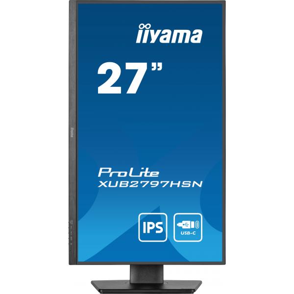 Iiyama ProLite 27 inch - Full HD IPS LED Monitor - 1920x1080 - USB-C Dock - Pivot / HAS / RJ45 / USB-C [XUB2797HSN-B1]