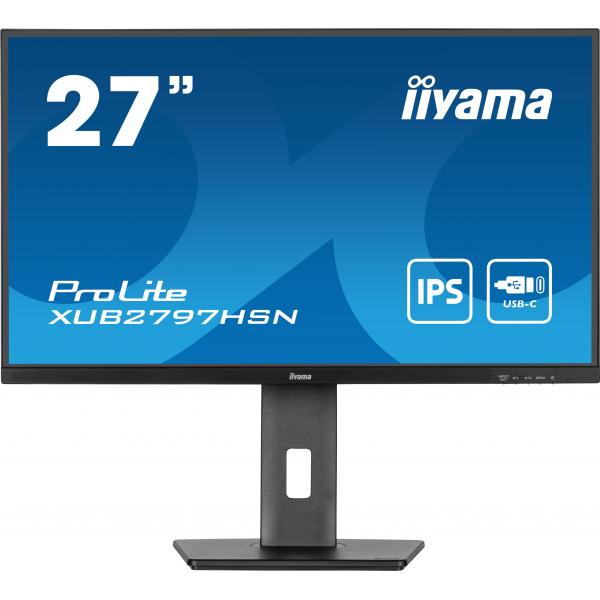 Iiyama ProLite 27 inch - Full HD IPS LED Monitor - 1920x1080 - USB-C Dock - Pivot / HAS / RJ45 / USB-C [XUB2797HSN-B1]