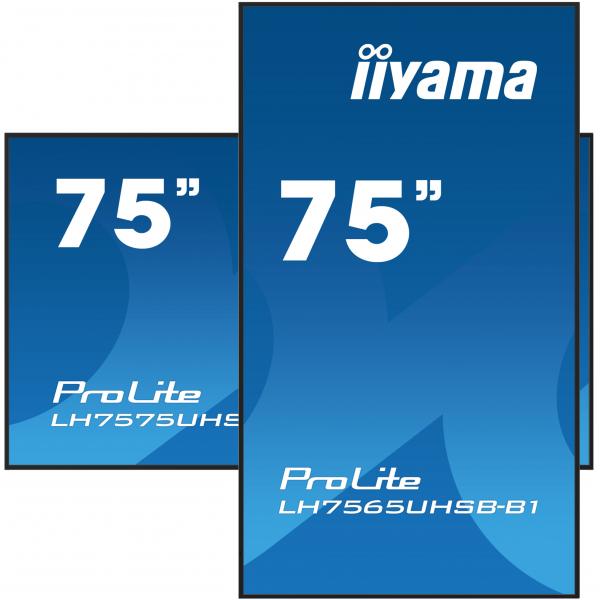 iiyama LH7575UHS-B1AG Visor de mensajes Pantalla plana de señalización digital 190,5 cm (75") LCD Wi-Fi 500 cd/m 4K Ultra HD Negro Procesador incorporado Android 11 24/7 [LH7575UHS-B1AG] 