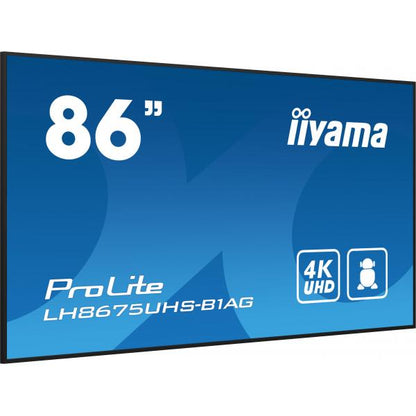 iiyama LH8675UHS-B1AG visualizzatore di messaggi Pannello piatto per segnaletica digitale 2,17 m (85.6") LCD Wi-Fi 500 cd/m 4K Ultra HD Nero Processore integrato Android 11 24/7 [LH8675UHS-B1AG]