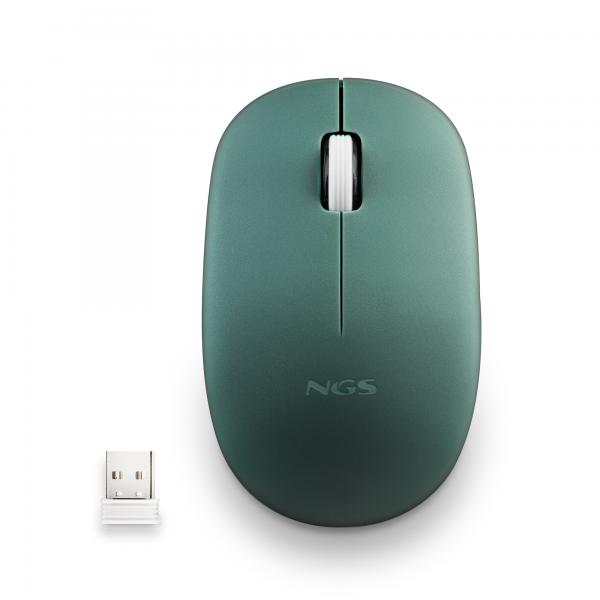 NGS MOUSE WIRELESS 2.4 GHZ,CON ROTELLA, SILENZIOSO, USB NANO, VERDE [FOGPROGREEN]