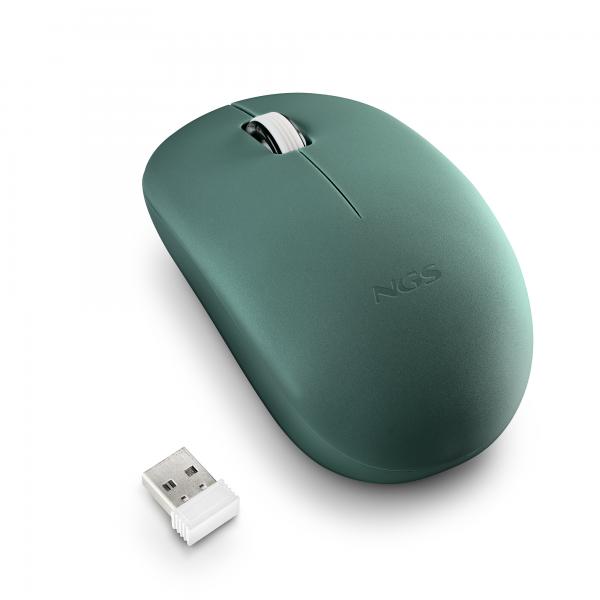 NGS MOUSE WIRELESS 2.4 GHZ,CON ROTELLA, SILENZIOSO, USB NANO, VERDE [FOGPROGREEN]