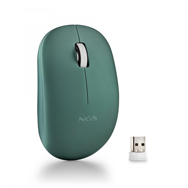 NGS MOUSE WIRELESS 2.4 GHZ,CON ROTELLA, SILENZIOSO, USB NANO, VERDE [FOGPROGREEN]