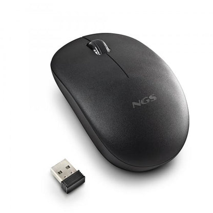 NGS MOUSE WIRELESS 2.4 GHZ,CON ROTELLA, SILENZIOSO, USB NANO, NERO [FOGPROBLACK]