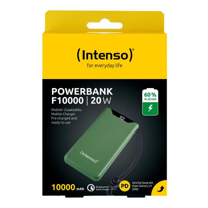 INTENSO POWER BANK F10000, PD, QUALCOMM QUICK CHARGE 3.0, DIGITAL PERCENTAGE DISPLAY, VERDE [7332037]