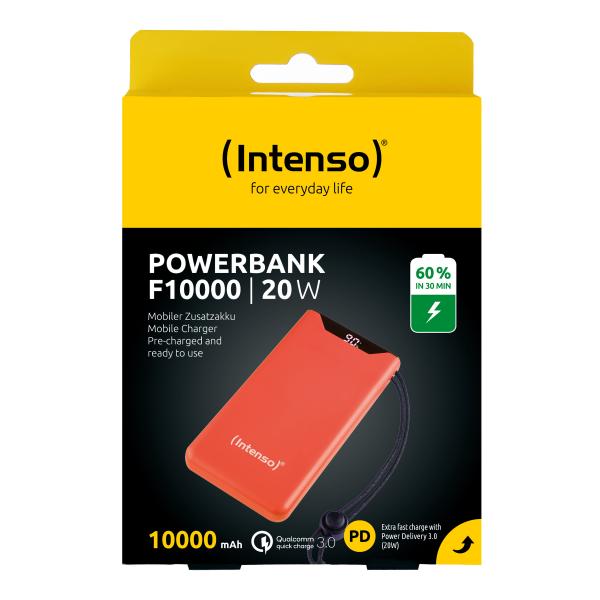 INTENSO POWER BANK F10000, PD, QUALCOMM QUICK CHARGE 3.0, DIGITAL PERCENTAGE DISPLAY, ARANCIO [7332038]