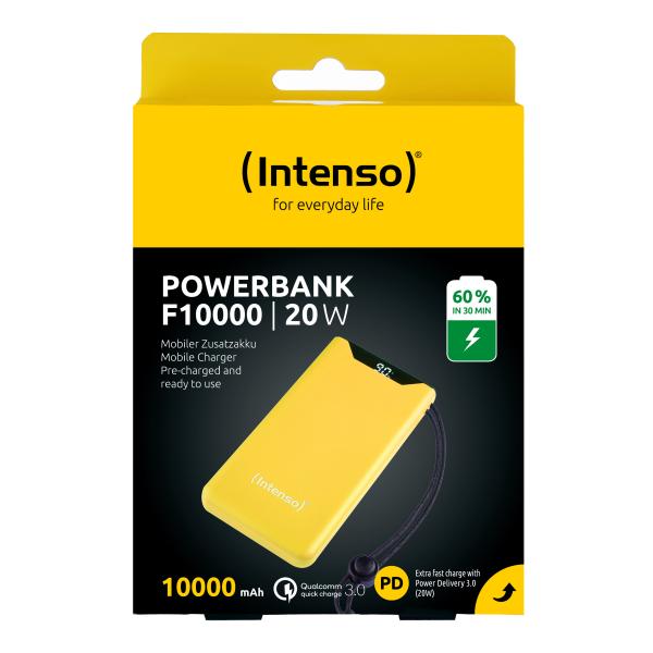 INTENSO POWER BANK F10000, PD, QUALCOMM QUICK CHARGE 3.0, DIGITAL PERCENTAGE DISPLAY, GIALLO [7332039]