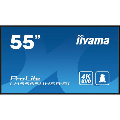 iiyama LH5565UHSB-B1 Visor de mensajes Diseño Kiosco 138,7 cm (54.6") LED Wi-Fi 800 cd/m 4K Ultra HD Negro Procesador integrado Android 11 24/7 [LH5565UHSB-B1] 