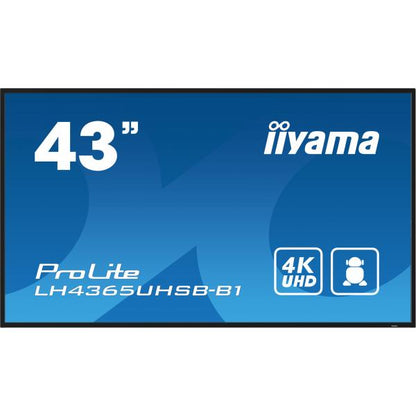 iiyama LH4365UHSB-B1 visualizzatore di messaggi Design chiosco 108 cm (42.5") LED Wi-Fi 800 cd/m 4K Ultra HD Nero Processore integrato Android 11 24/7 [LH4365UHSB-B1]