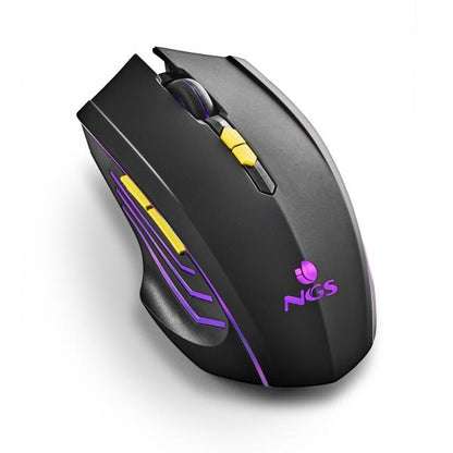 NGS MOUSE GAMING WIRELESS, LUCE LED ARCOBALENO, ERGONOMICO, ULTRALEGGERO, 7 PULSANTI, USB C [GMX200]