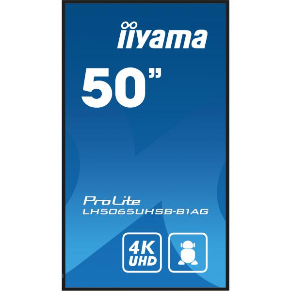 iiyama LH5065UHSB-B1AG Visor de mensajes Pantalla plana de señalización digital 125,7 cm (49.5") LCD Wi-Fi 800 cd/m 4K Ultra HD Negro Procesador incorporado Android 11 24/7 [LH5065UHSB-B1AG] 