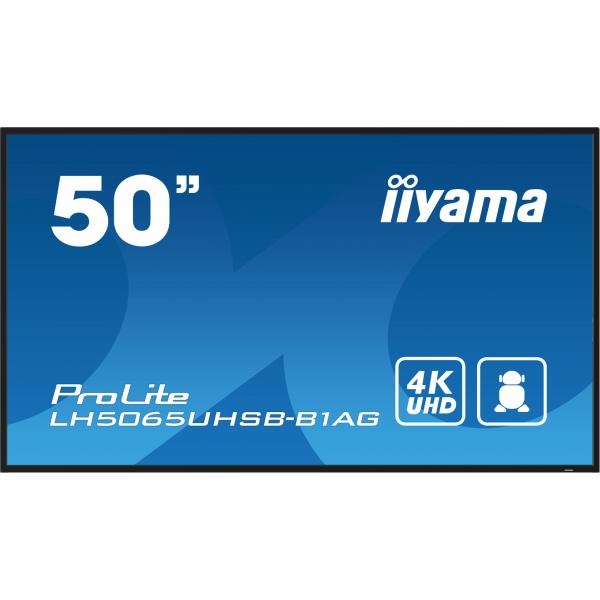 iiyama LH5065UHSB-B1AG Visor de mensajes Pantalla plana de señalización digital 125,7 cm (49.5") LCD Wi-Fi 800 cd/m 4K Ultra HD Negro Procesador incorporado Android 11 24/7 [LH5065UHSB-B1AG] 