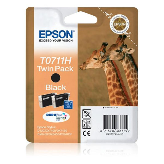 Epson Giraffe Confezione doppia Nero T0711H Inchiostri DURABrite Ultra [C13T07114H10]