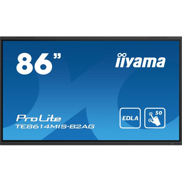 iiyama PROLITE TE8614MIS-B2AG Pannello piatto per segnaletica digitale 2,18 m (86") LCD Wi-Fi 435 cd/m 4K Ultra HD Nero Touch screen Processore integrato Android 24/7 [TE8614MIS-B2AG]