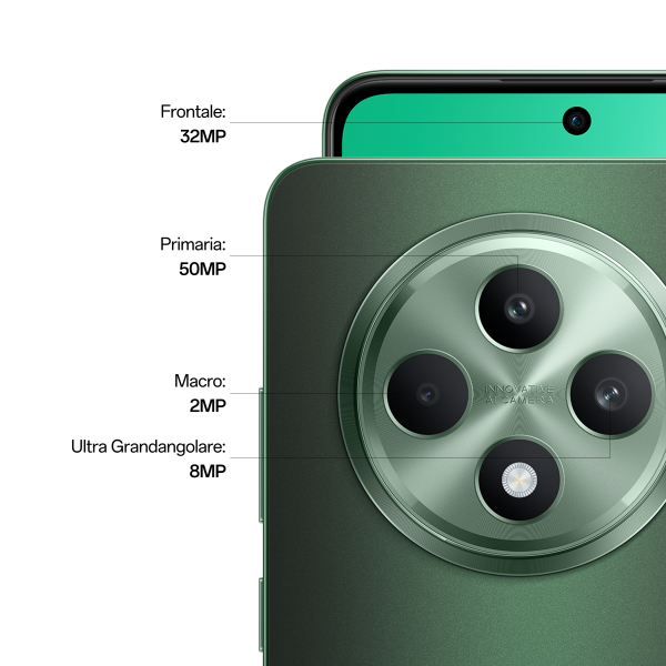 OPPO Reno12 F 5G AI Smartphone, Tripla fotocamera 50+8+2MP, Selfie 32MP, Display 6.67 120HZ AMOLED FHD+, 5000mAh, RAM 8GB(Esp4GB/6GB/8GB)+ROM 256GB, [Versione Italia], Olive Green [0116100287]