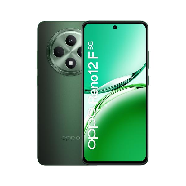 OPPO Reno12 F 5G AI Smartphone, Tripla fotocamera 50+8+2MP, Selfie 32MP, Display 6.67 120HZ AMOLED FHD+, 5000mAh, RAM 8GB(Esp4GB/6GB/8GB)+ROM 256GB, [Versione Italia], Olive Green [0116100287]