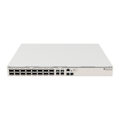 MikroTik, CRS520-4XS-16XQ-RM, Cloud Router Switch 520-4XS-16XQ-RM with Quad-Core AL52400 2 GHz CPU, 4 GB RAM, 98CX8410 switch chip, 2 x 10G Eth ports, 4 x 25G SFP28 ports, 16 x 100G QSFP28 p [CRS520-4XS-16XQ-RM]