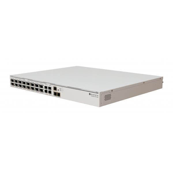 MikroTik, CRS520-4XS-16XQ-RM, Cloud Router Switch 520-4XS-16XQ-RM with Quad-Core AL52400 2 GHz CPU, 4 GB RAM, 98CX8410 switch chip, 2 x 10G Eth ports, 4 x 25G SFP28 ports, 16 x 100G QSFP28 p [CRS520-4XS-16XQ-RM]