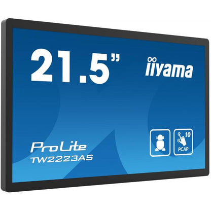 iiyama TW2223AS-B2 visor de mensajes Pantalla plana interactiva 54,6 cm (21.5") Wi-Fi 400 cd/m Full HD Negro Pantalla táctil Procesador integrado Android 12 24/7 [TW2223AS-B2] 