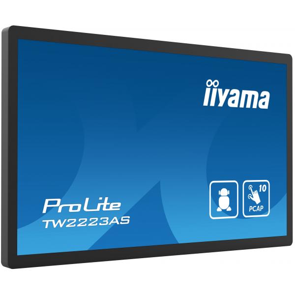 iiyama TW2223AS-B2 visor de mensajes Pantalla plana interactiva 54,6 cm (21.5") Wi-Fi 400 cd/m Full HD Negro Pantalla táctil Procesador integrado Android 12 24/7 [TW2223AS-B2] 