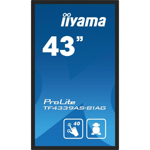 iiyama TF4339AS-B1AG display de mensajes Pantalla plana para señalización digital 108 cm (42.5") LED 500 cd/m 4K Ultra HD Negro Pantalla táctil Procesador incorporado Android 24/7 [TF4339AS-B1AG]