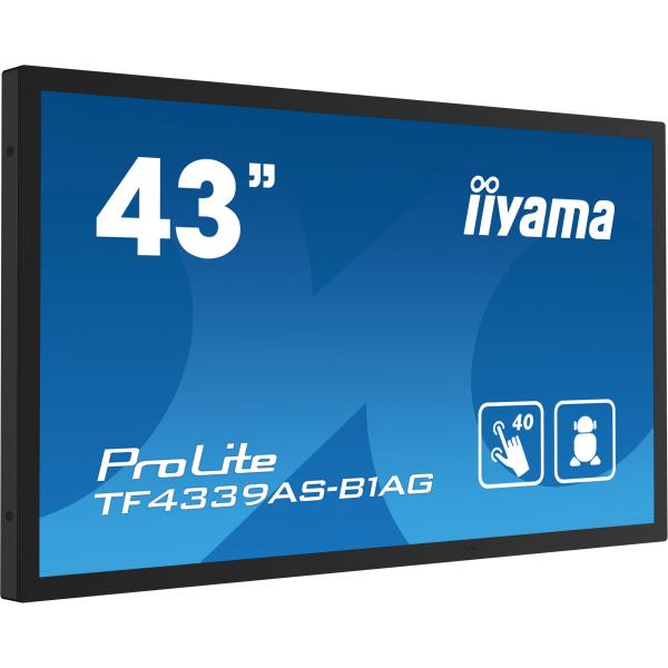 iiyama TF4339AS-B1AG display de mensajes Pantalla plana para señalización digital 108 cm (42.5") LED 500 cd/m 4K Ultra HD Negro Pantalla táctil Procesador incorporado Android 24/7 [TF4339AS-B1AG]