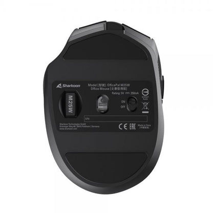 Sharkoon OfficePal M25W mouse Giocare Mano destra RF Wireless + USB Type-C Ottico 4000 DPI [OFFICEPALM25WBLACK]