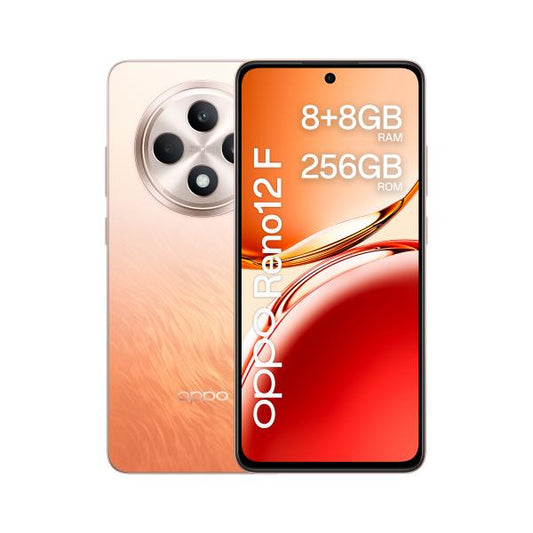 OPPO Reno12 F 4G AI Smartphone, Tripla fotocamera 50+8+2MP, Selfie 32MP, Display 6.67 120HZ AMOLED FHD+, 5000mAh, RAM 16 GB (8+8) + ROM 256GB, [Versione Italia], Amber Orange [0116090287]