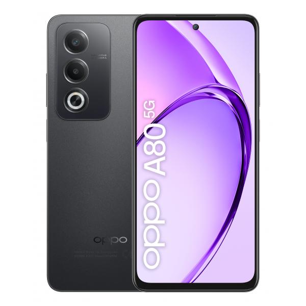 OPPO A80 5G Smartphone, AI Doppia Fotocamera 50+2MP, Selfie 8MP, Display 6.67 120HZ LCD HD+, 5100mAh, RAM 16 GB (8+8) + ROM 256GB, IP54, [Versione Italia], Starry Black [0116060287]