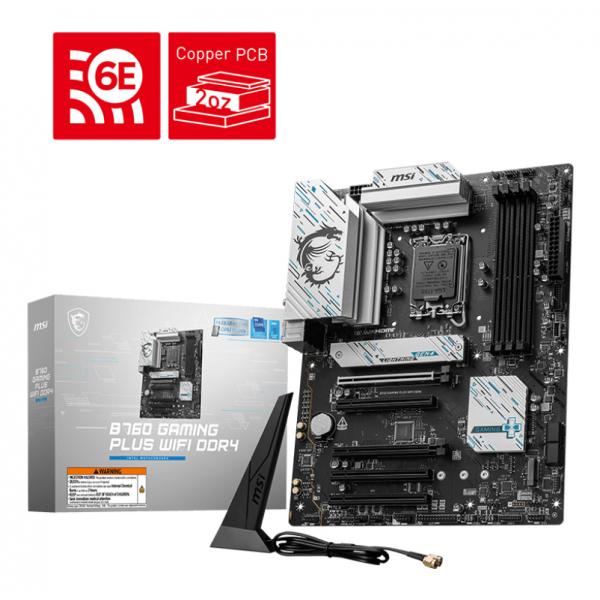 MSI MB B760, B760 GAMING PLUS WIFI DDR4 DDR4,B760,LGA1700,4DDR4,5PCI-EX16,3M.2,4SATA3.0,3USB3.2 GEN2 [B760 GA PL WIFI DDR4] 